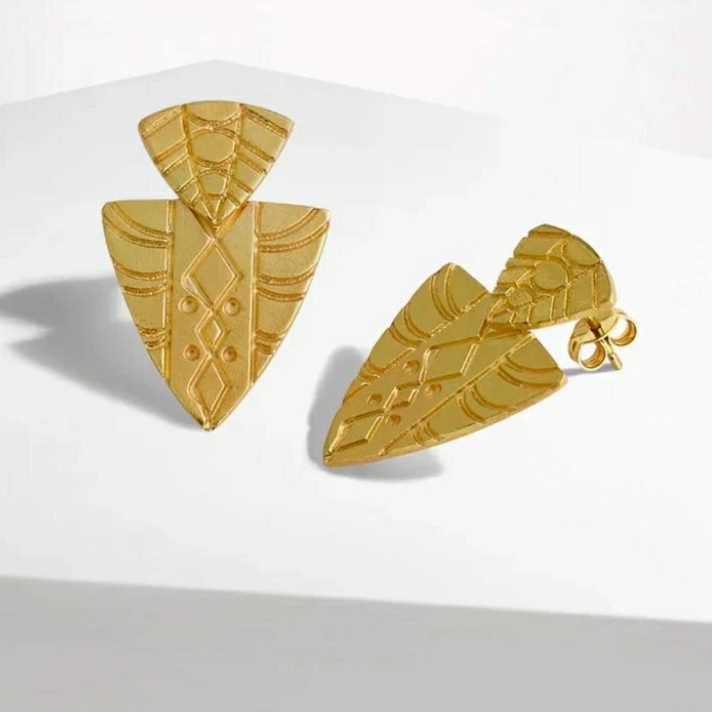 Greek Pyrgi Earrings Gold Plated 925 Sterling Silver Crabtree & Evelyn